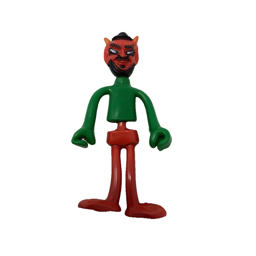 Vintage Halloween Devil Rubber Bendy Monster Toy Hong Kong 4"
